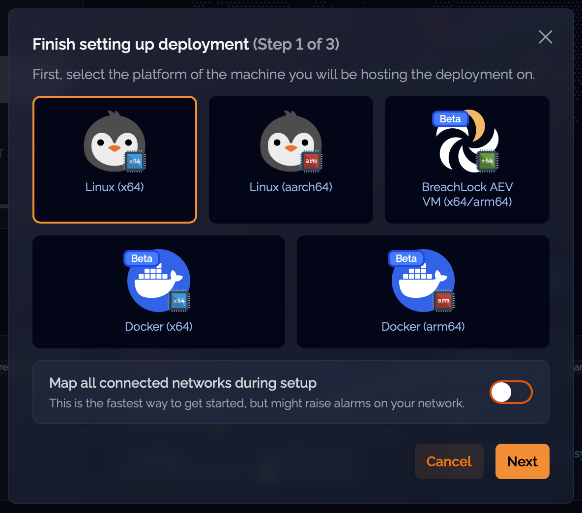 OVA deployment option selected in the Create deployment dialog