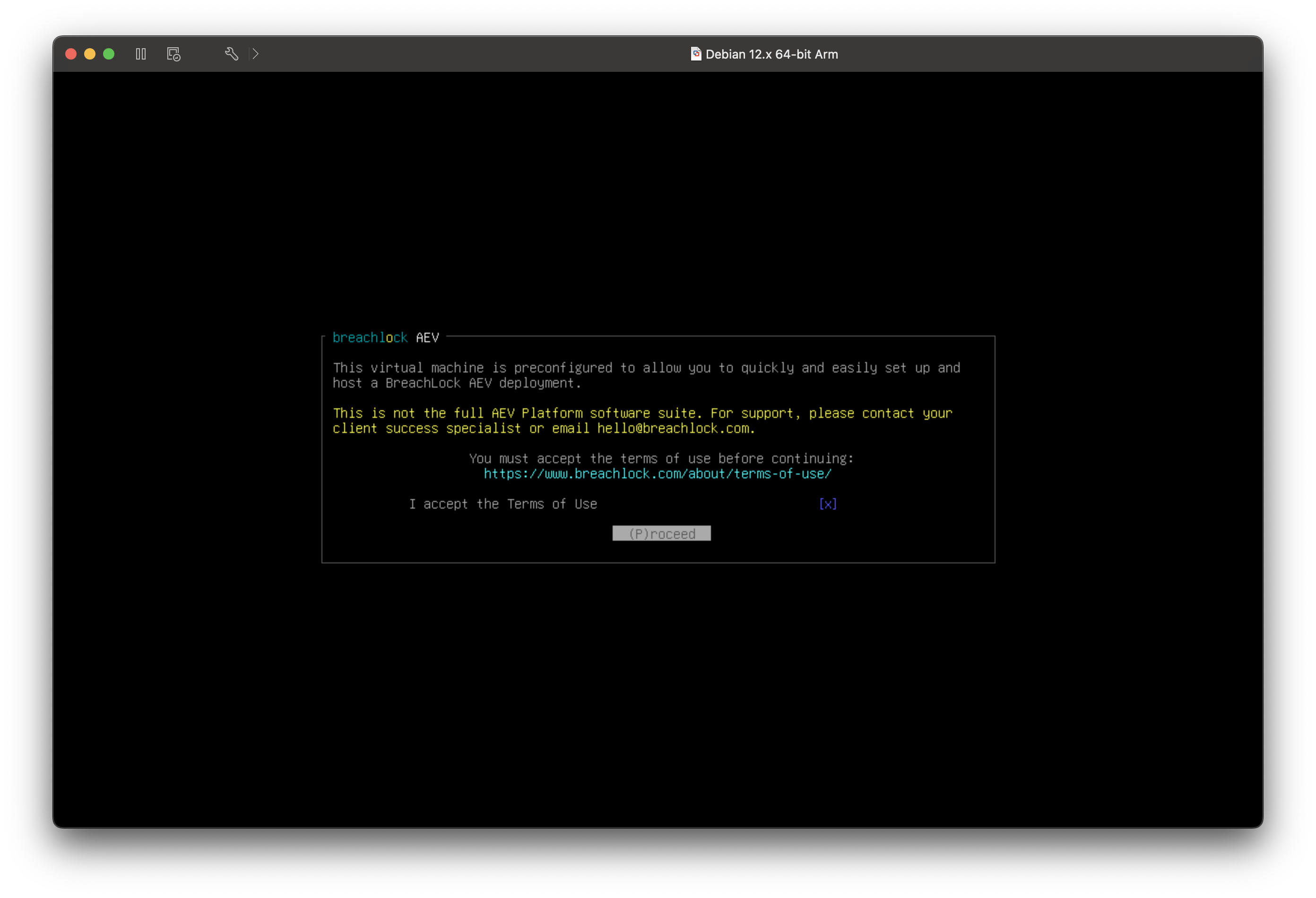 License agreement screen requiring acceptance to continue