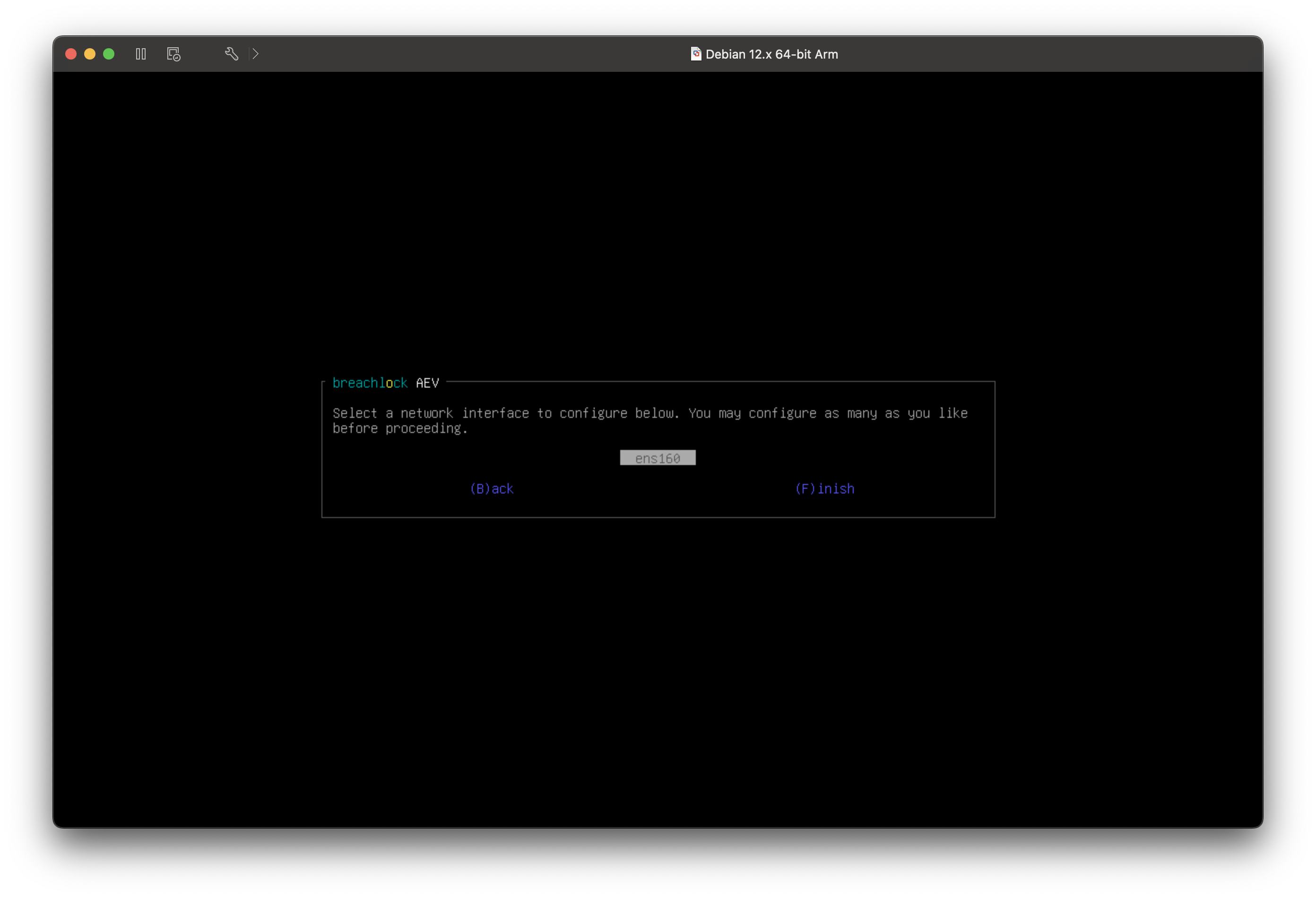 List of network interfaces available for manual configuration