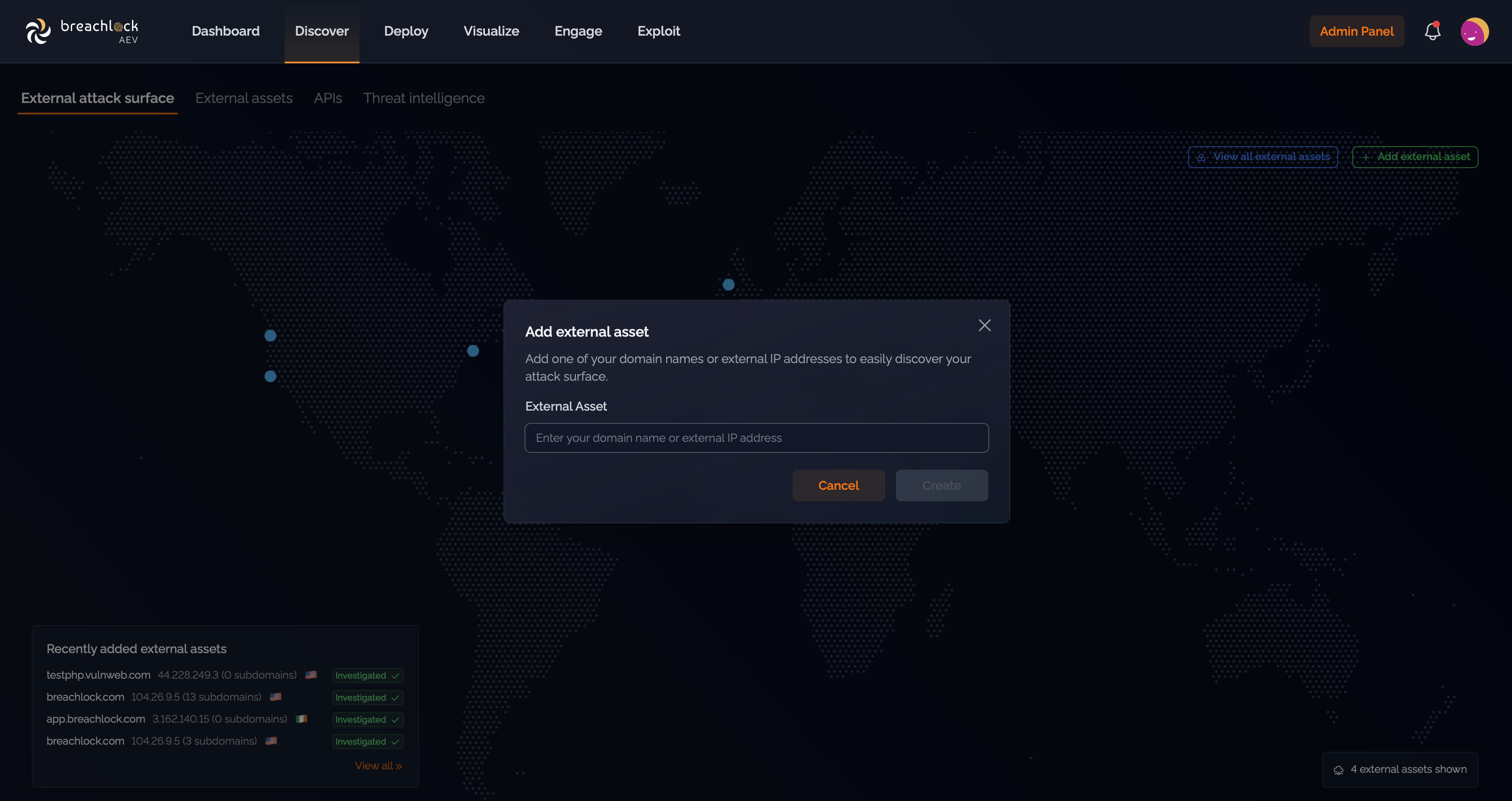 Adding a domain in the Discover tab.